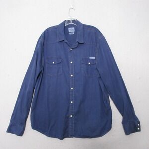 Lucky Brand Distinctive Western Shirt Men‎ XL Blue Snap Button Lyocell Cowboy